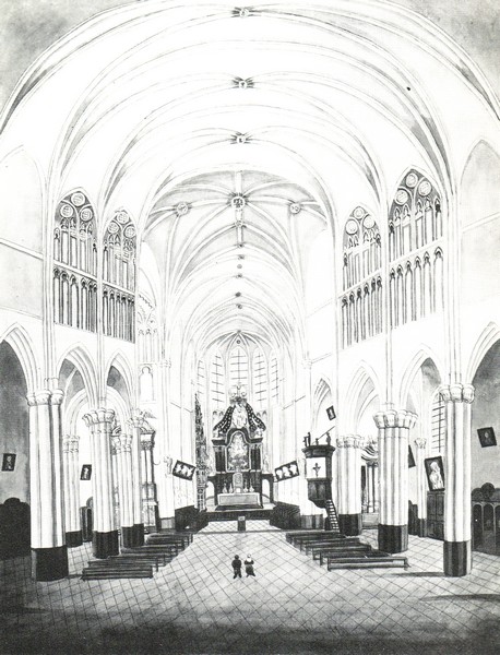 Tekening kerk Meerssen gemaakt in 1839, toen net weer 9 jaar katholiek. Publications 1988